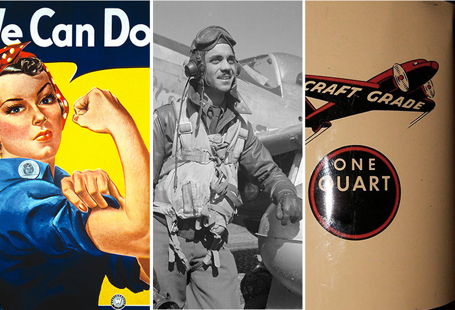 A collage of images of 1940s-era workers A collage of images of 1940s-era workers